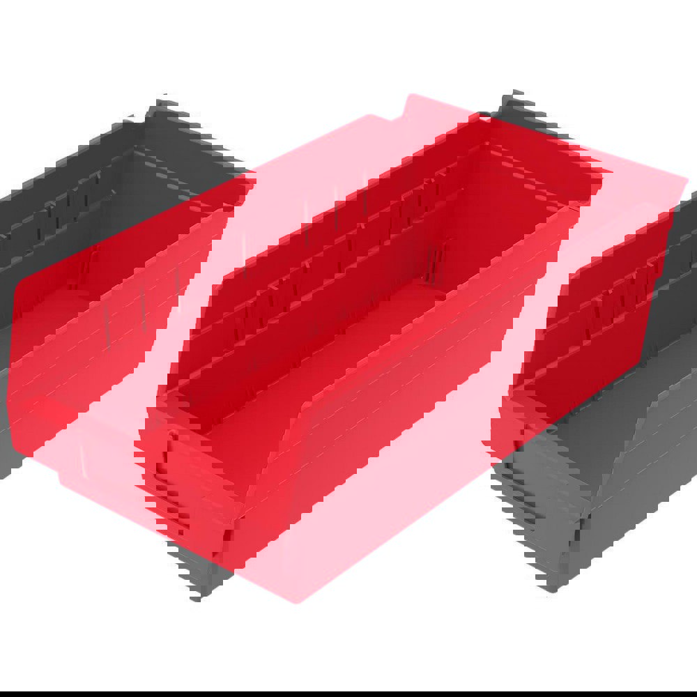 Plastic Hopper Shelf Bin: Red